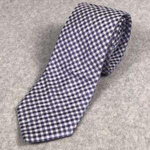 Michael Kors Necktie Mens Silk Purple Gingham Checkered Designer Business Casual